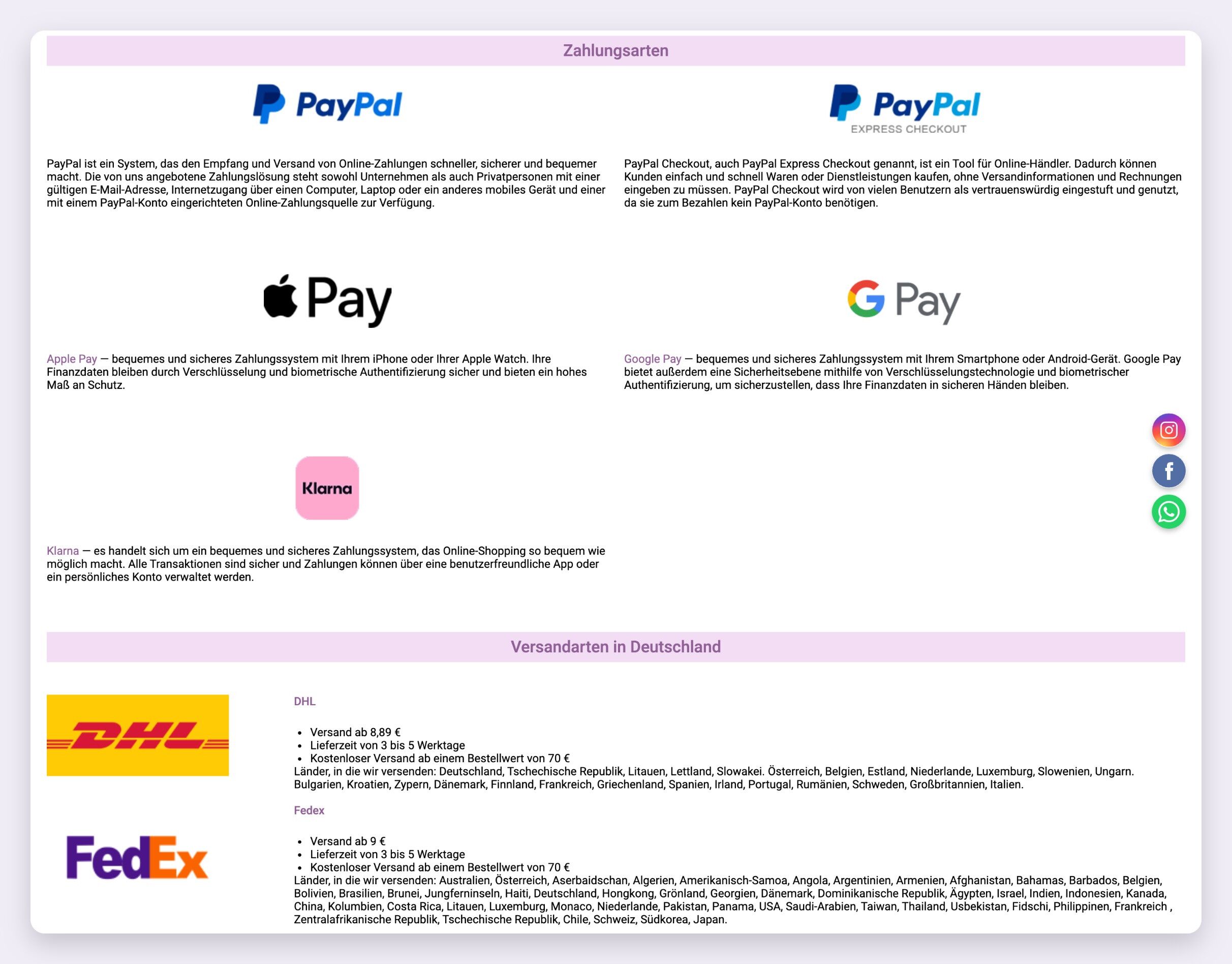 TUFI - Online stores for European markets